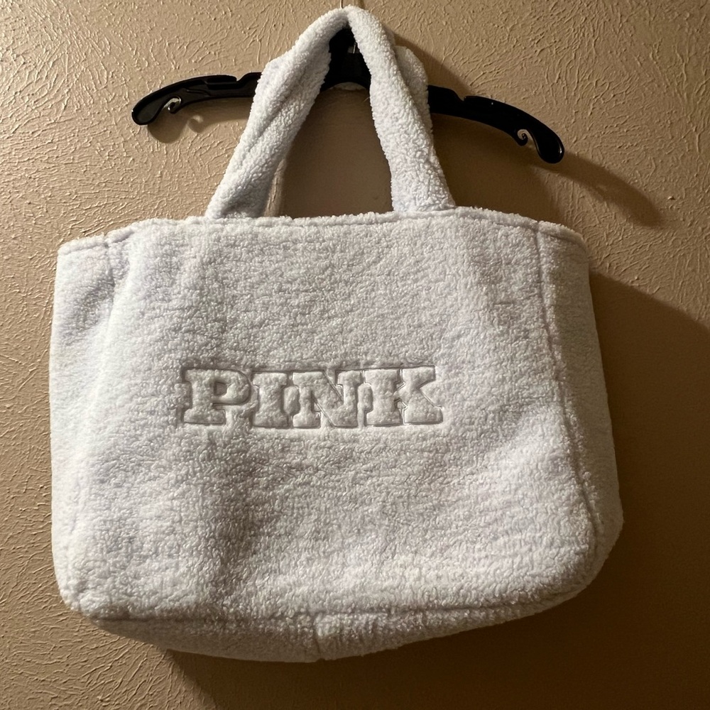 Victoria’s Secret Pink Faux Sherpa Teddy Light Blue Tote